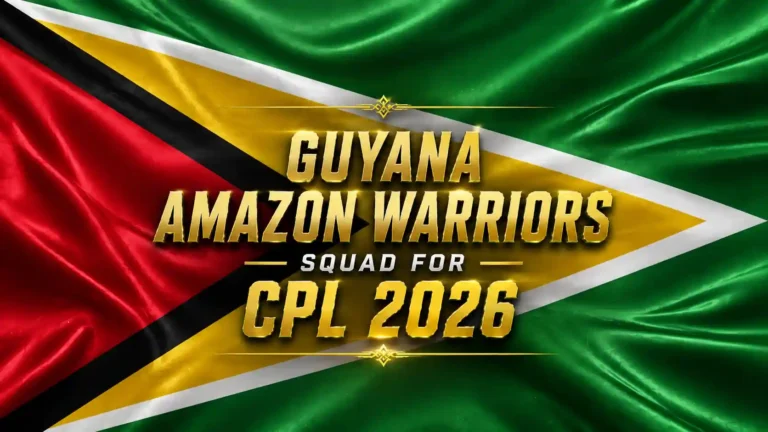 Guyana Amazon Warriors squad for CPL 2026 with Guyana flag